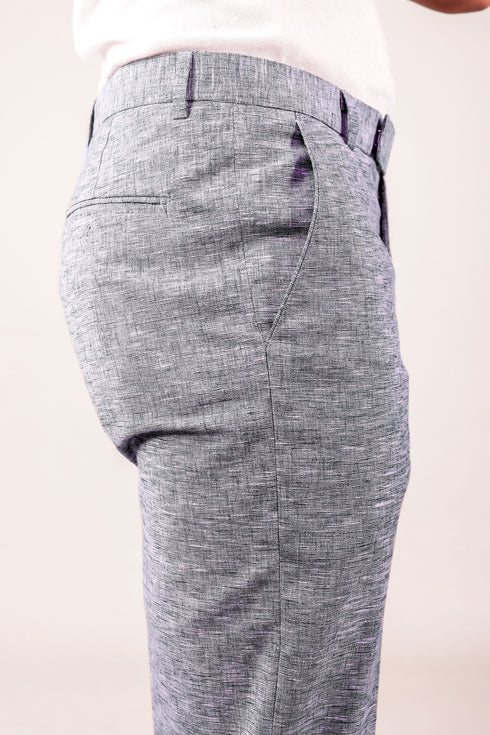 Veshbhoshaa Bluebird Men'S Blue Lycra Linen Formal Trouser