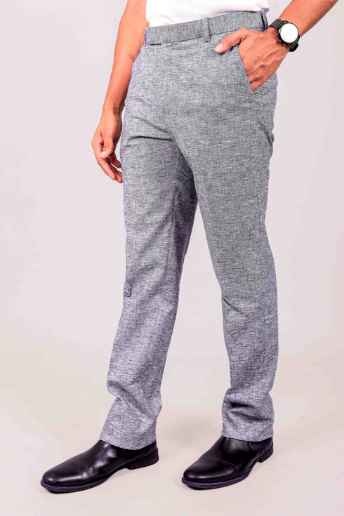 Veshbhoshaa Bluebird Men'S Blue Lycra Linen Formal Trouser
