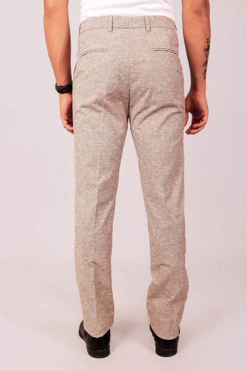 Veshbhoshaa Bluebird Men'S Dark Brown Lycra Linen Formal Trouser