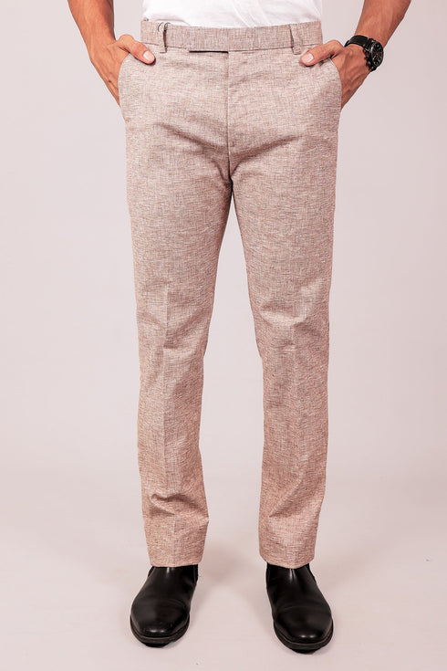 Veshbhoshaa Bluebird Men'S Dark Brown Lycra Linen Formal Trouser