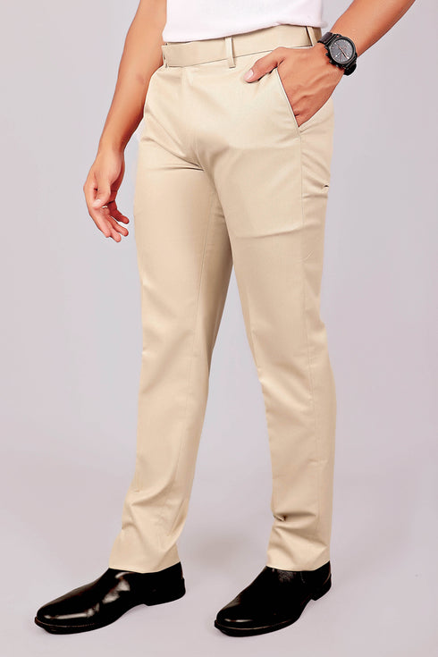 Veshbhoshaa Bluebird Tailored Fit Magnolia Cream Trouser