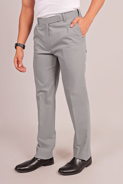 Veshbhoshaa Bluebird Men'S Lava Grey Stretch Band Trousers
