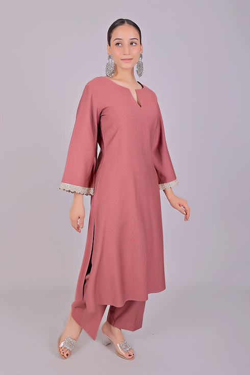 Veshbhoshaa Bluesaanchi Women'S Mauve Kurti Pajama Set