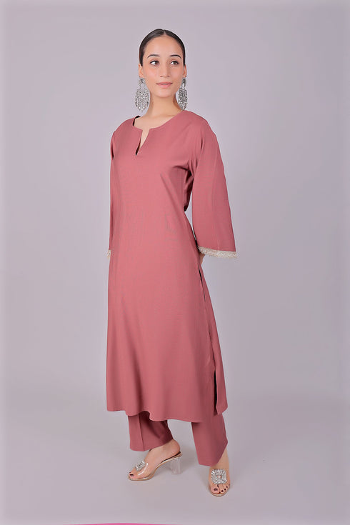 Veshbhoshaa Bluesaanchi Women'S Mauve Kurti Pajama Set