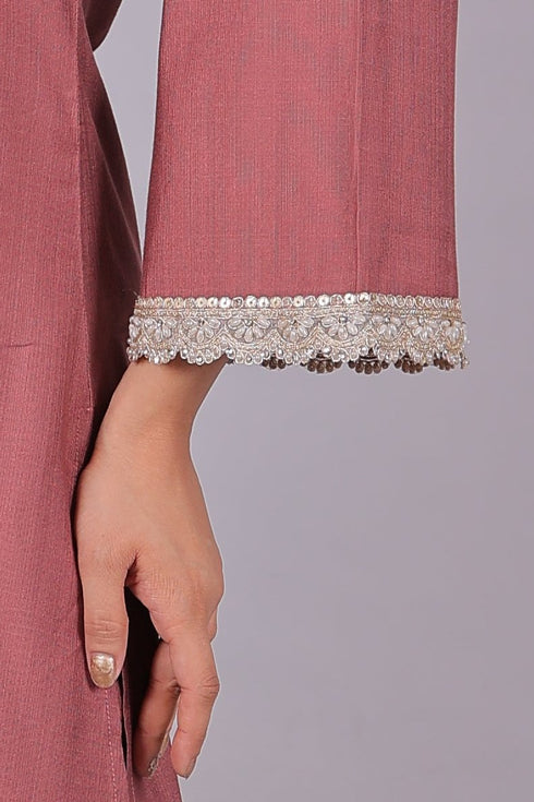 Veshbhoshaa Bluesaanchi Women'S Mauve Kurti Pajama Set