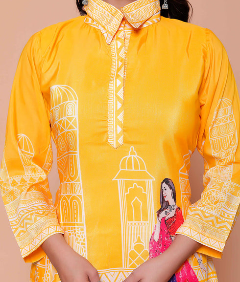 Miravan Womens yellow Digital Printed Co ord Set