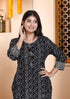 Miravan Womens Rayon Embroidery Black Bandhani Printed Straight Kurti