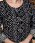 Miravan Womens Rayon Embroidery Black Bandhani Printed Straight Kurti