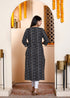 Miravan Womens Rayon Embroidery Black Bandhani Printed Straight Kurti