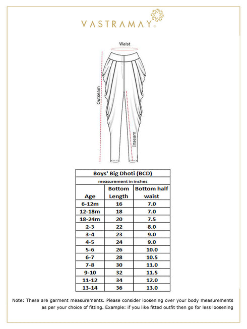 Vastramay Boy's Gold Silk Blend Solid Dhoti Pant