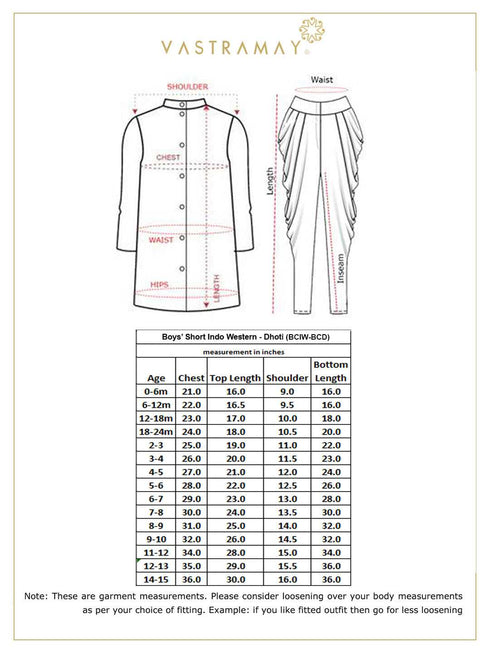 Vastramay Boys' Black Silk Blend Sherwani