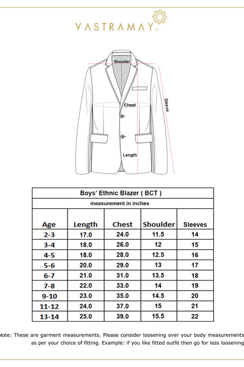 VASTRAMAY Boy's Aqua Ikkat Print Blazer