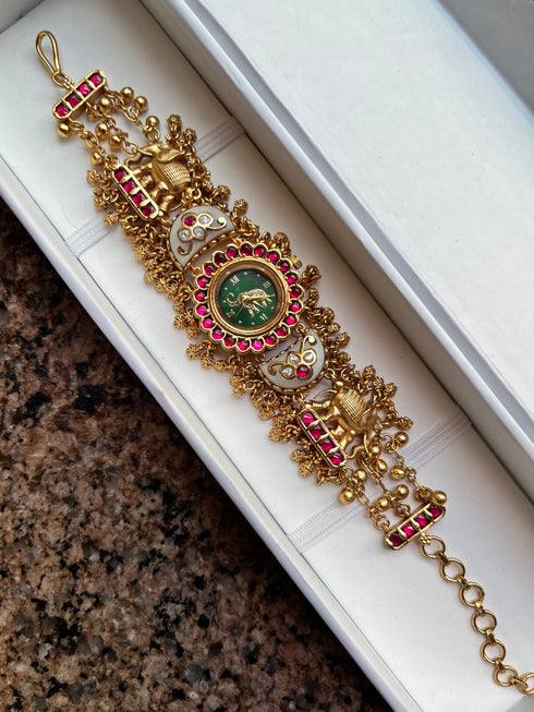 Swarika Jewels Elephant Watch (Green)