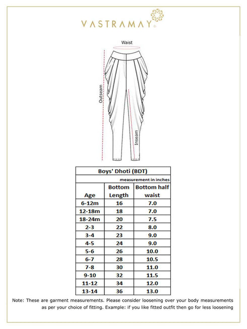 Vastramay Boy's Maroon Silk Blend Embroidered Dhoti