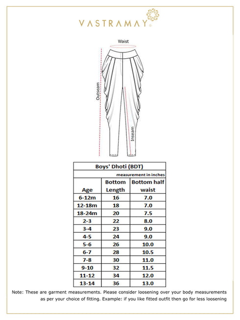 Vastramay Boy's Gold Silk Blend Solid Dhoti