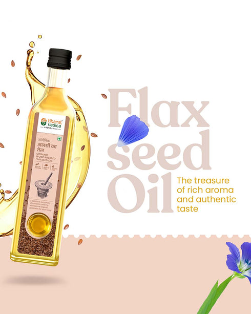 Bharat Vedica Organic Wood Pressed Flaxseed Oil Organic Wood Pressed Alsi ka tel