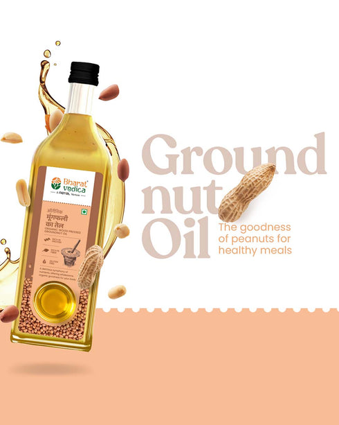 Bharat Vedica Organic Wood Pressed Groundnut Oil Organic Wood Pressed Moongfali ka Tel
