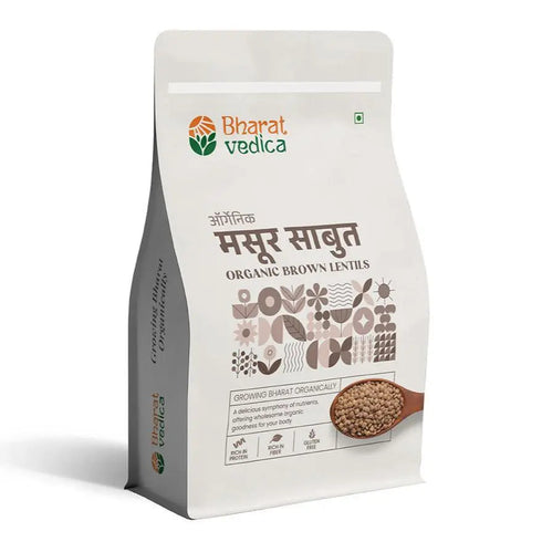 Bharat Vedica Organic Brown Lentils Organic Masoor Dal Sabut