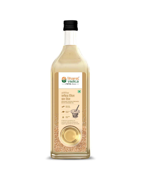 Bharat Vedica Organic Wood Pressed White Sesame Oil Organic Wood Pressed Safed Til ka Tel