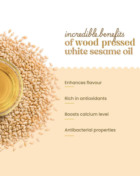 Bharat Vedica Organic Wood Pressed White Sesame Oil Organic Wood Pressed Safed Til ka Tel