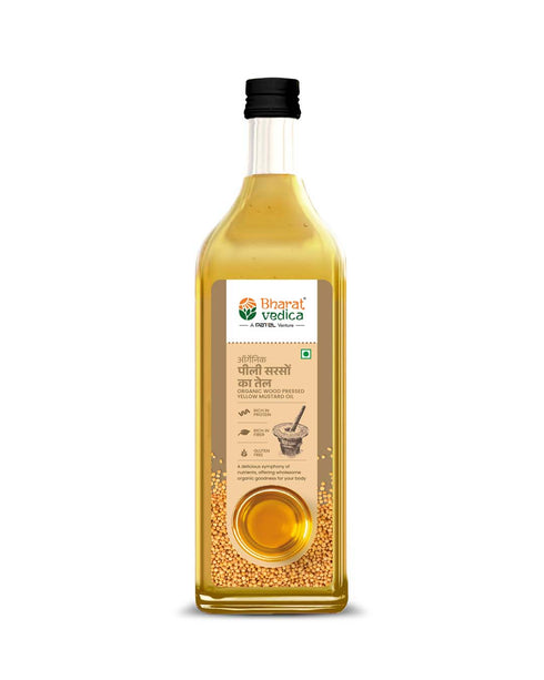 Bharat Vedica Organic Wood Pressed Yellow Mustard Oil Organic Wood Pressed Pili Sarso ka Tel