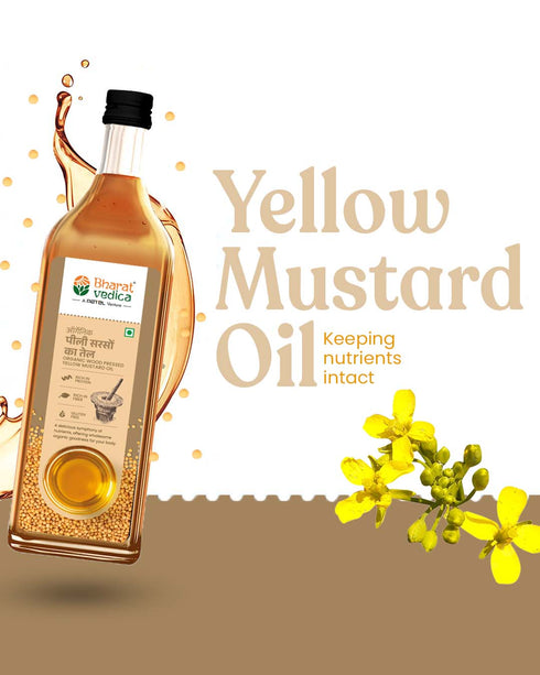 Bharat Vedica Organic Wood Pressed Yellow Mustard Oil Organic Wood Pressed Pili Sarso ka Tel