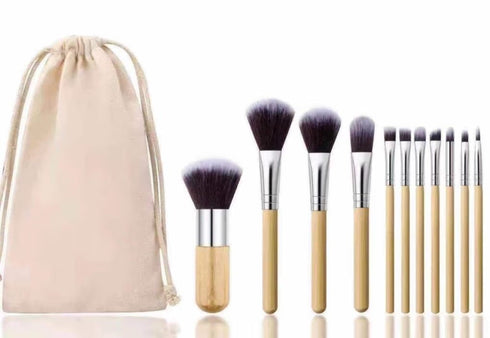 Bamboo India Bamboo Makeup Brush Set With Pouch