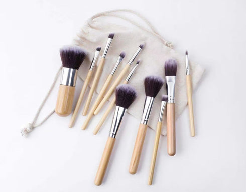Bamboo India Bamboo Makeup Brush Set With Pouch
