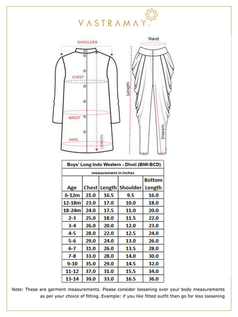 Vastramay Boys Maroon Indo Western Jacquard Sherwani and Dhoti Pant Set