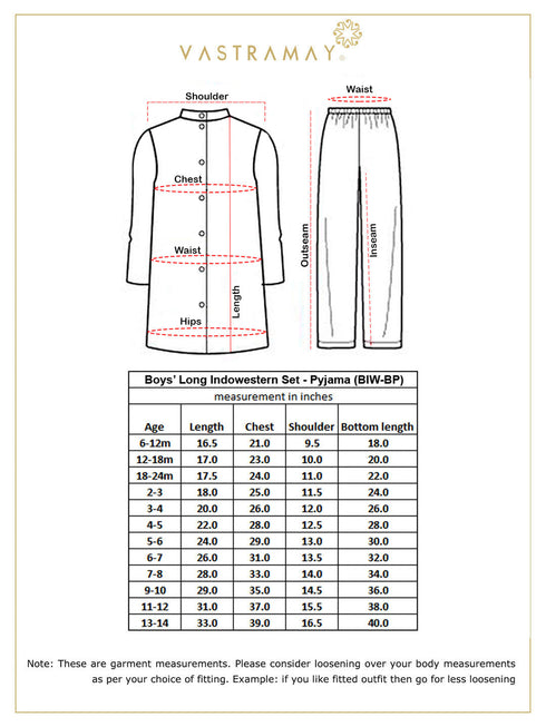 Vastramay Boy's Navy Blue Glitter Indo Western Sherwani Set