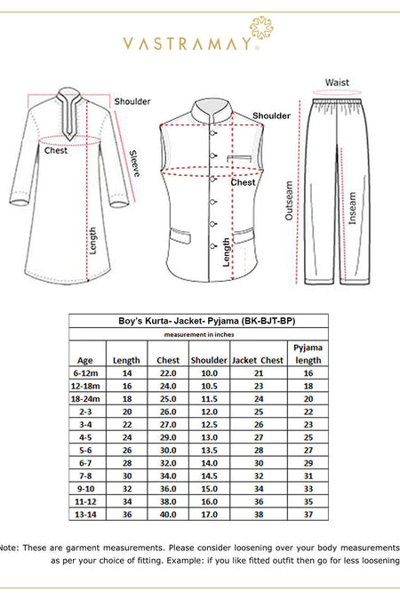 VASTRAMAY Boys' Blue Foli Print On Viscose Jacket And Kurta Pyjama Set