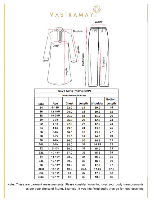 Vastramay Boys' Yellow Kurta And White Pyjama Set