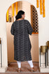 Miravan Womens Plus Size Rayon Embroidery Black Bandhani Printed Straight Kurti
