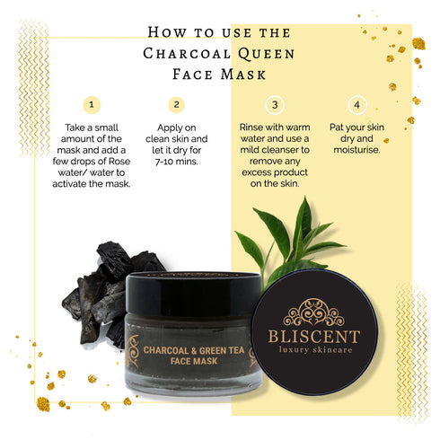 BLISCENT Charcoal & Green Tea Face Mask