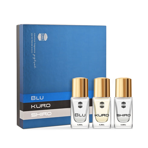 Ajmal Perfumes India BLU, KURO, SHIRO Perfume Gift Set Pack of 3 for Men