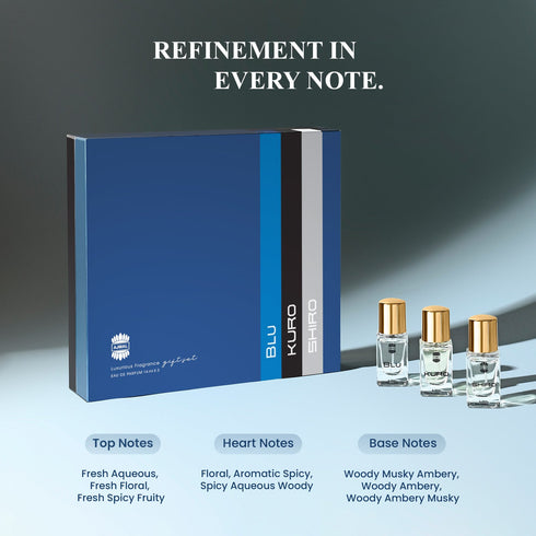 Ajmal Perfumes India BLU, KURO, SHIRO Perfume Gift Set Pack of 3 for Men