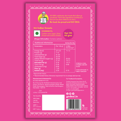 Go Desi Kaju Katli Bar | Pack of 2