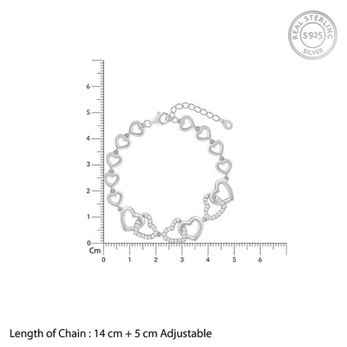 Giva Silver Interlocked Heart Duo Bracelet