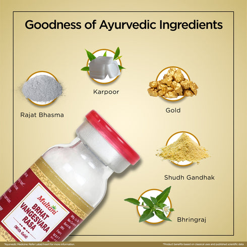 Multani Pharmaceuticals Limited Multani Brhat Vangesvara Ras with Gold used for strengthen the immune system