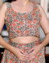 Miravan Womens Brown Floral Printed Crop Top And Skirt Co Ord Set