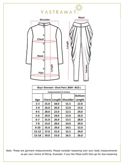 Vastramay Boys Gold Sherwani Set