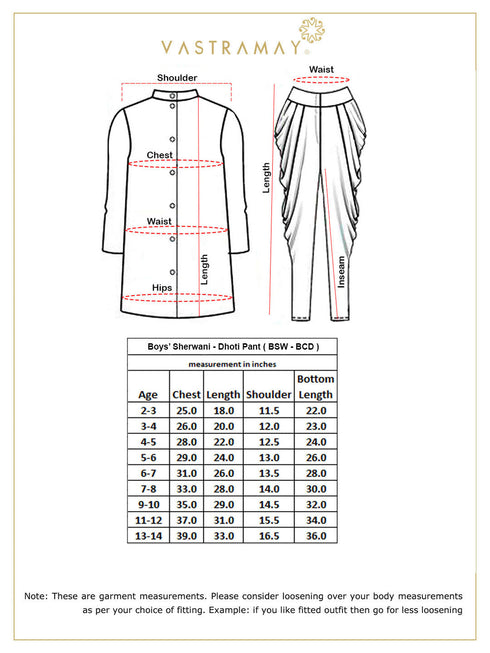 Vastramay Boys Gold And Maroon Sherwani Set