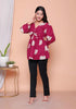 Miravan Womens Magenta Animal Print Butterfly Top