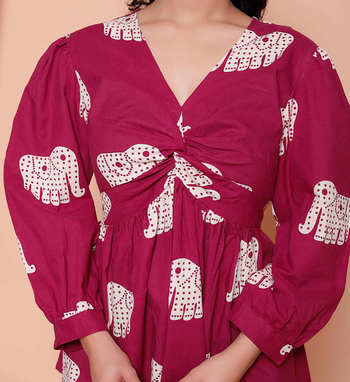 Miravan Womens Magenta Animal Print Butterfly Top