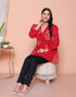 Miravan Womens Red Bandhani Printed cotton Butterfly Design Top