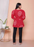 Miravan Womens Red Bandhani Printed cotton Butterfly Design Top
