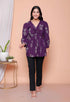 Miravan Womens Cotton Butterfly Style Floral Print V Neck Top