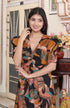 Miravan Womens Pure Cotton Black Puff Sleeve Floral printed Butterfly Maxi Dress