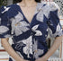 Miravan Womens Blue Flower Printed Puff Sleeve Pure Cotton Fit V Neck Butterfly Maxi Dress