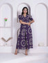Miravan Womens Floral Printed Cotton Butterfly Maxi Dress